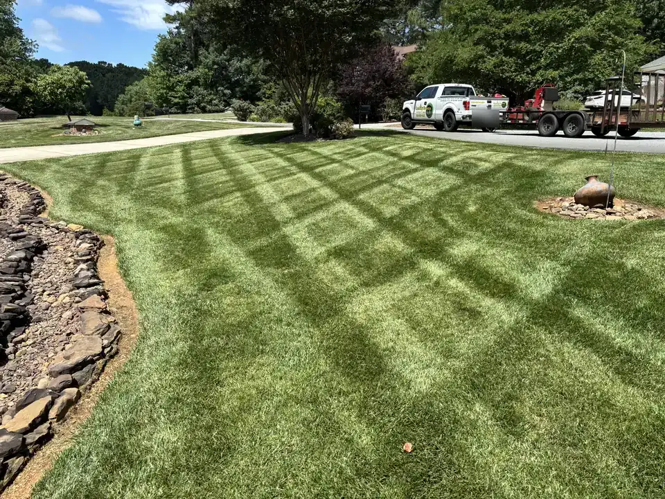 Clean cut along a stacked stone border
