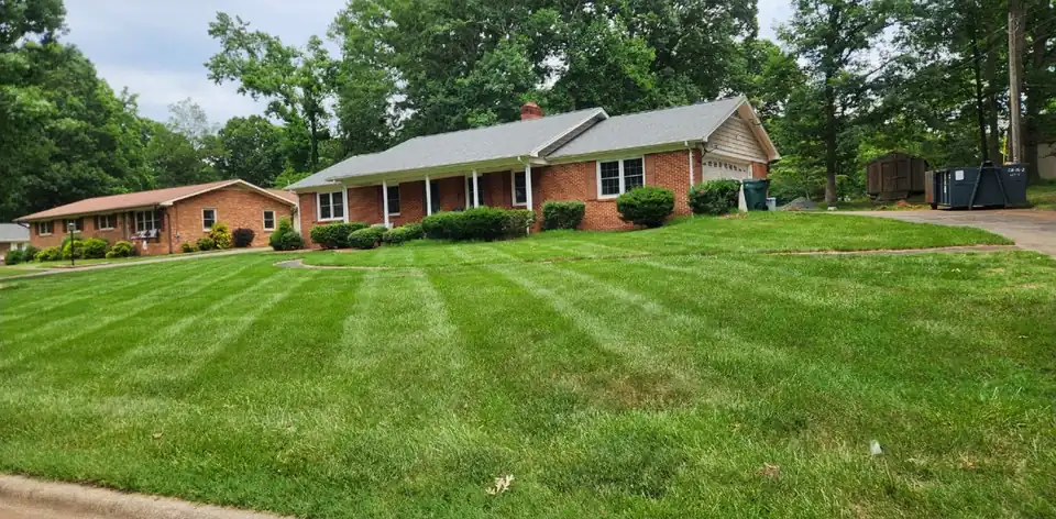 After: ranch house lawn in season